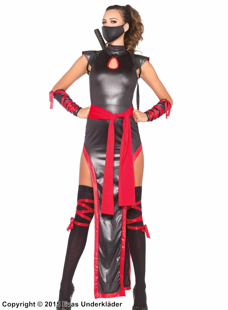 Kvinnelig ninja (også kjent som kunoichi), kostyme-kjole, wet-look